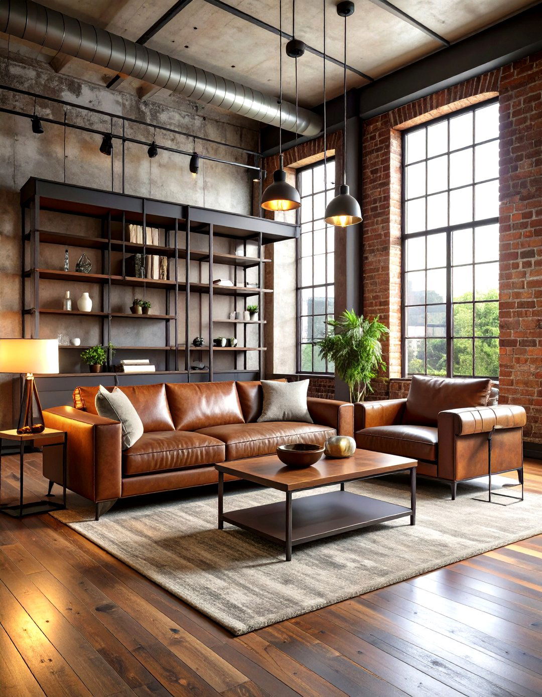 Industrial Chic Black Steel and Reclaimed Brown Wood - 24 Black and Brown Living Room Ideas