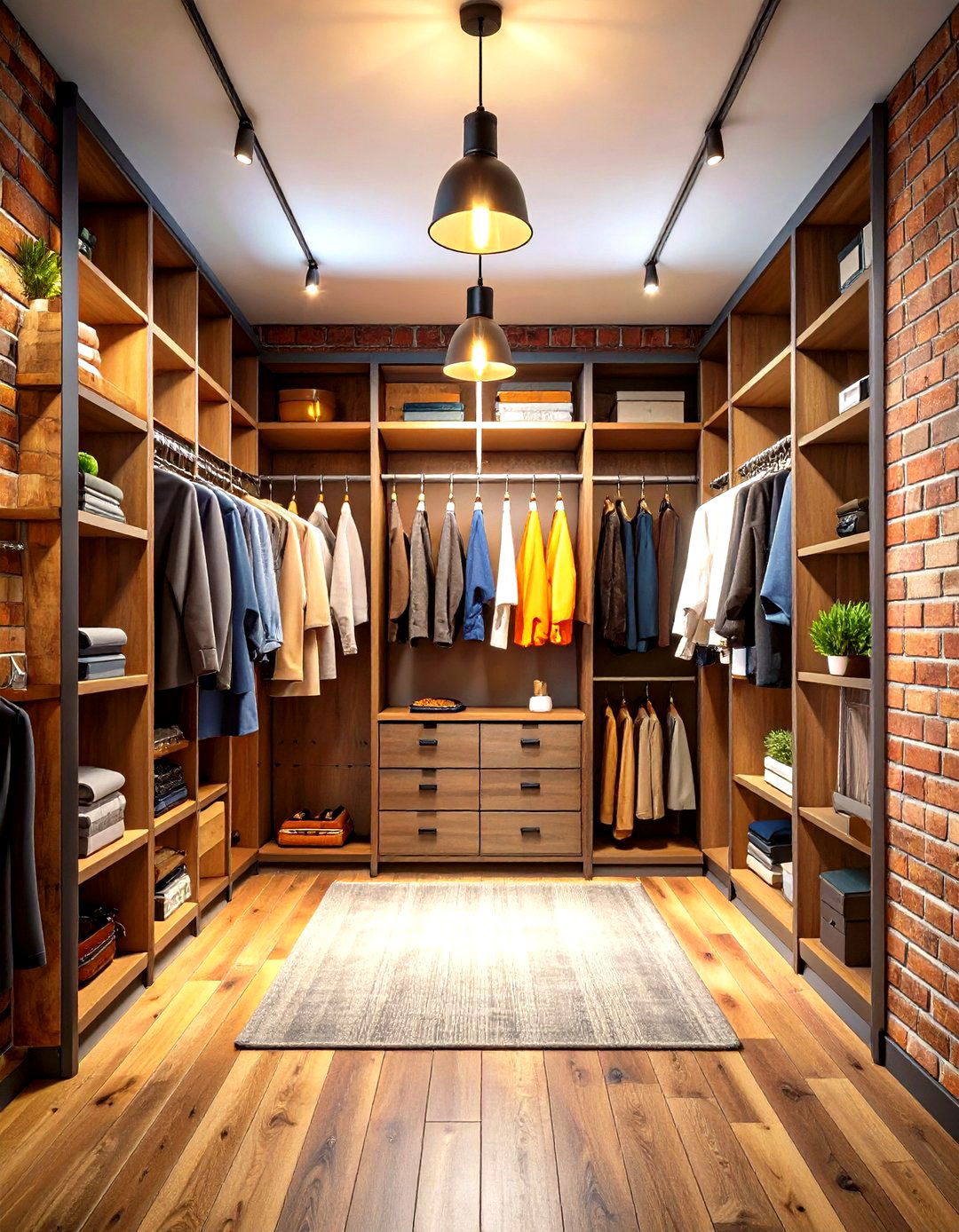 Industrial Chic Closet with Exposed Brick Patterns - 24 Closet Wallpaper Ideas