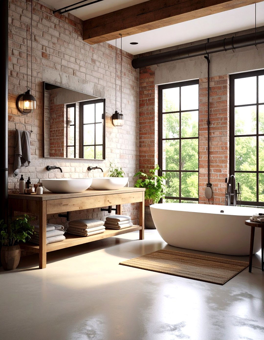 Industrial Chic Loft Style - 24 Beige and White Bathroom Ideas
