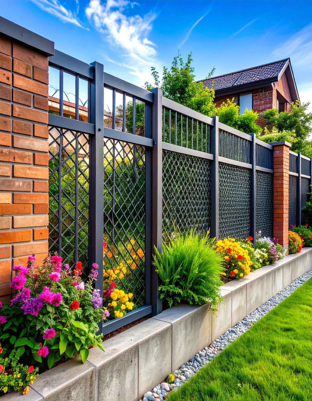Industrial Chic Metal and Block Combination - 24 Concrete Block Fence Ideas