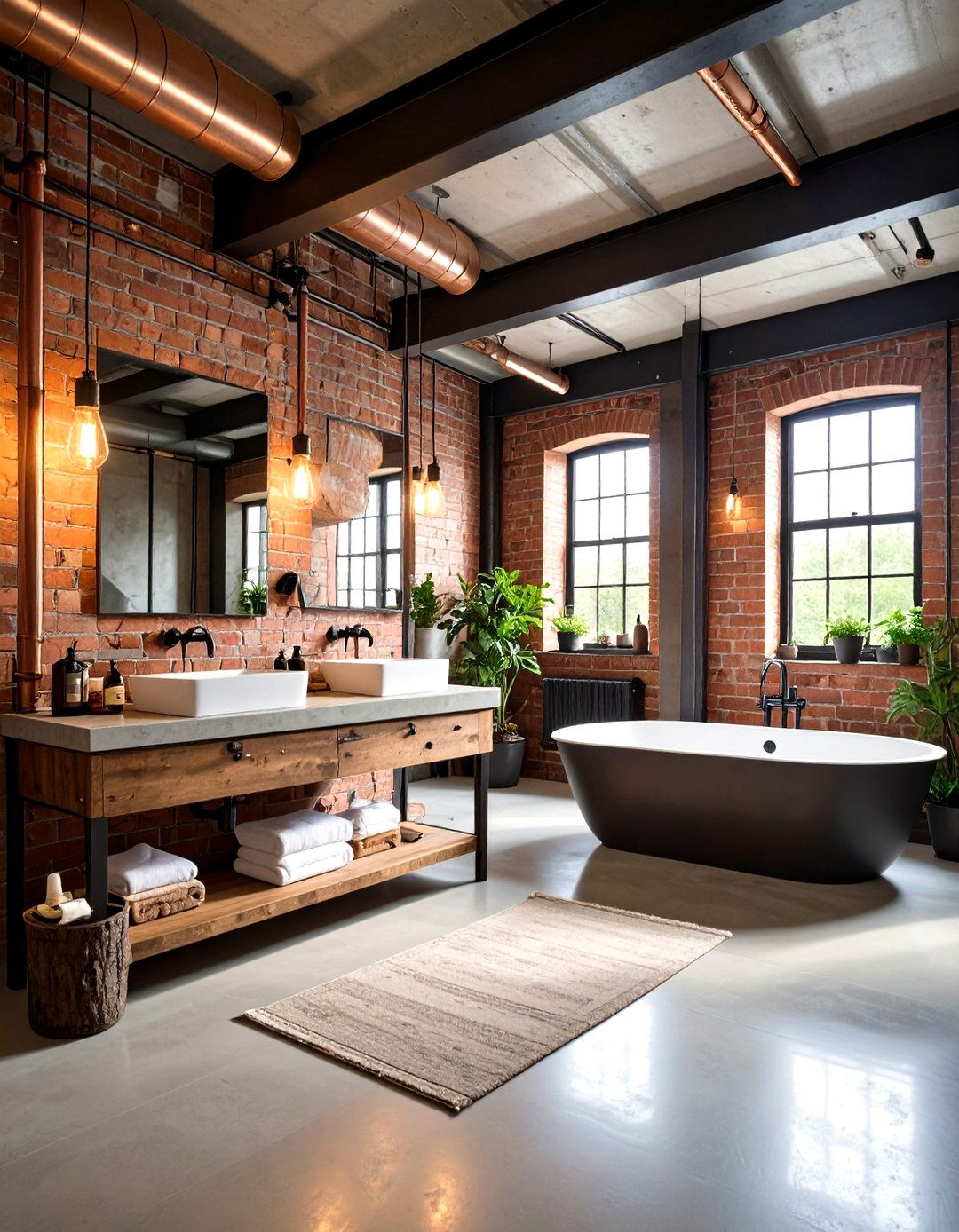 Industrial Chic Office Bathroom with Exposed Elements - 24 Office Bathroom Ideas