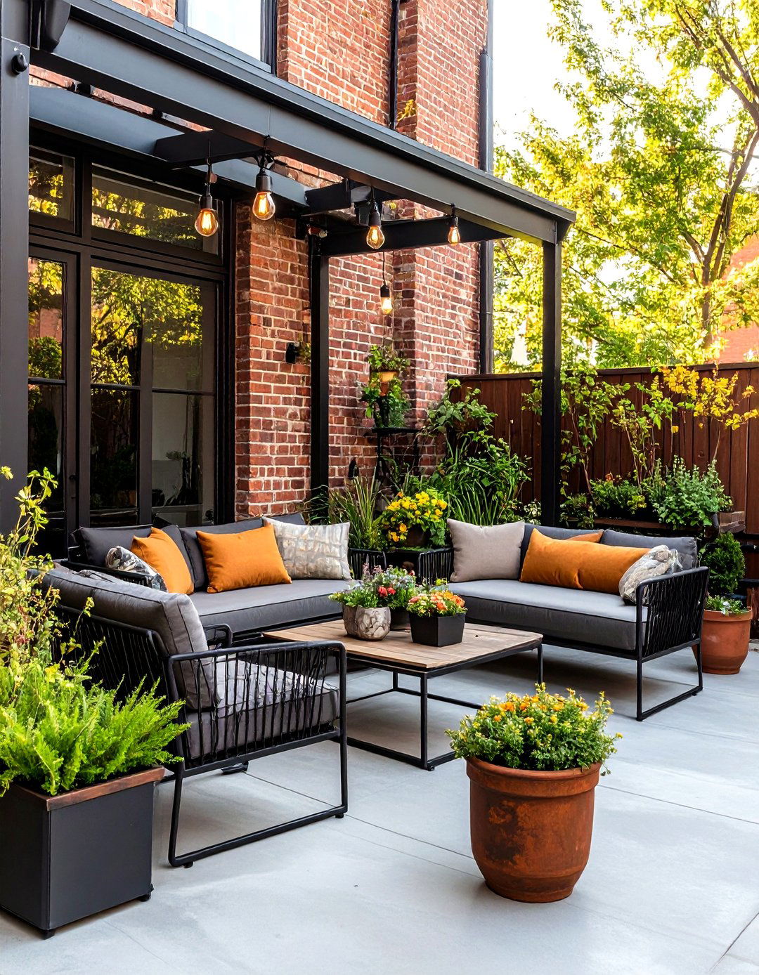 Industrial Chic Patio with Metal Accents - 24 Small Patio Ideas