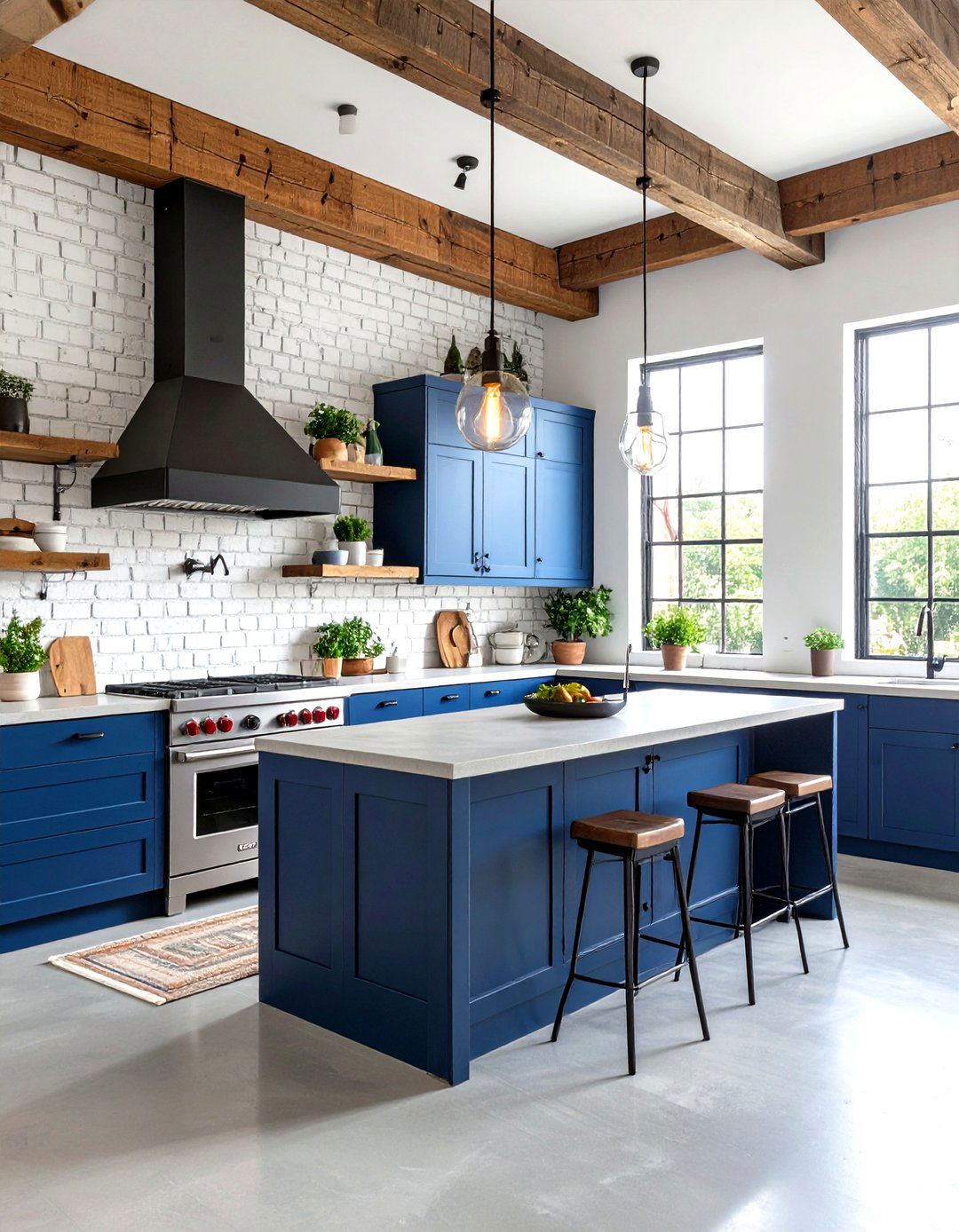 Industrial Chic Teal Kitchen Design - 24 Teal and White Kitchen Ideas