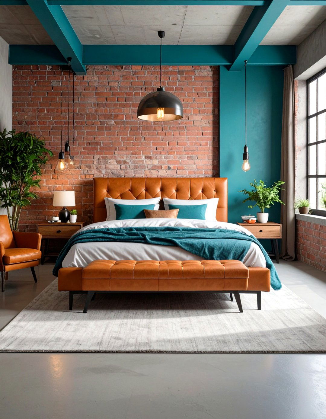 Industrial Chic Teal and Orange Bedroom - 24 Teal and Orange Bedroom Ideas