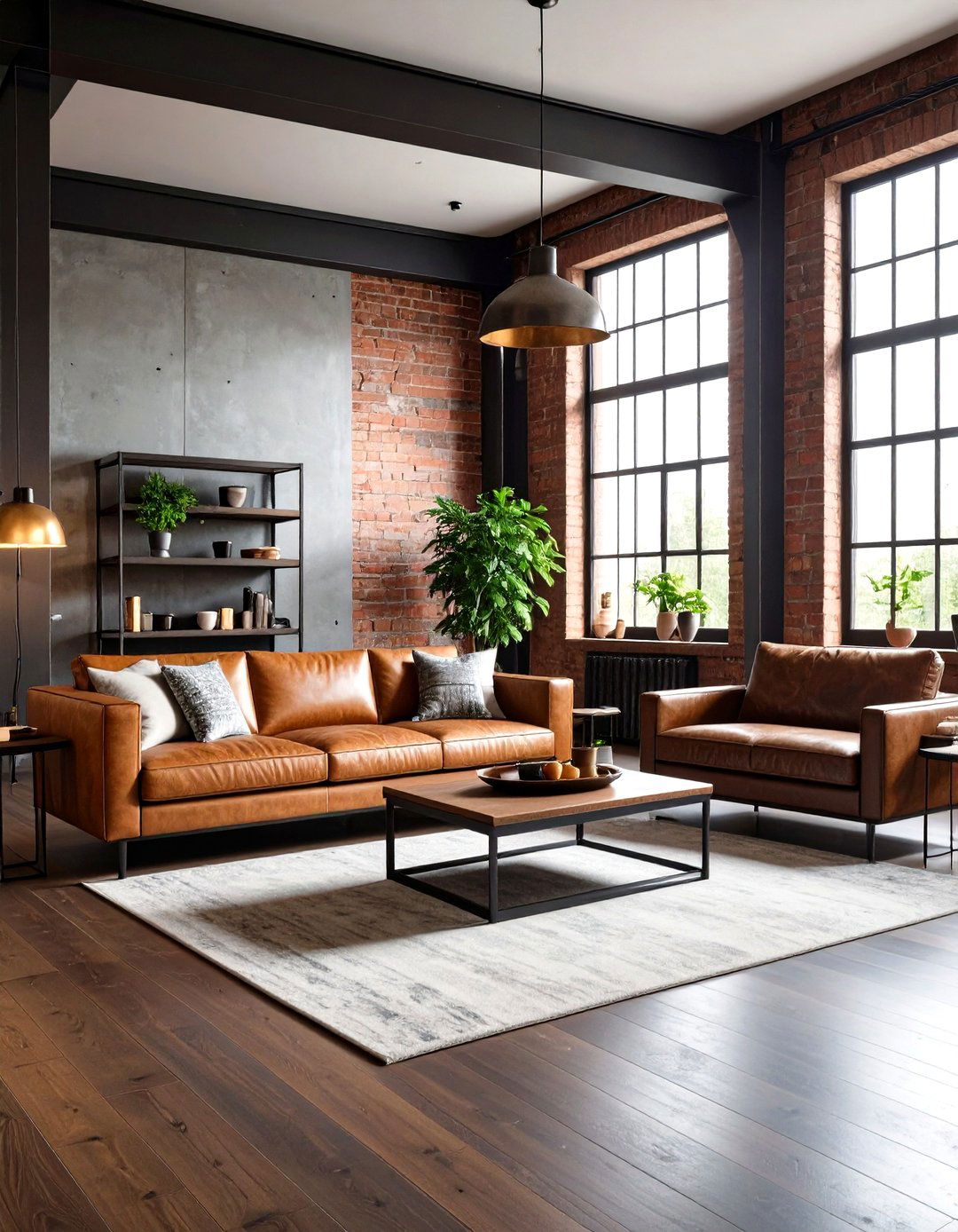 Industrial Chic with Metal Accents - 24 Dark Brown Floor Living Room Ideas