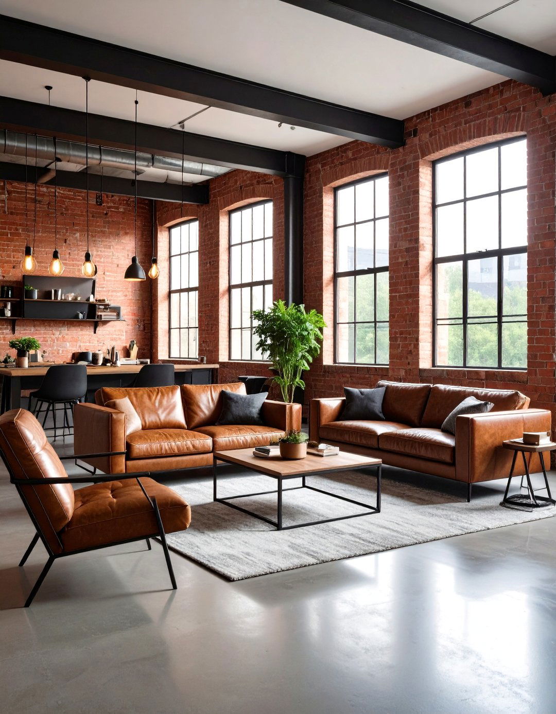 Industrial Chic with Red Brick Accents - 24 Black and Red Living Room Ideas