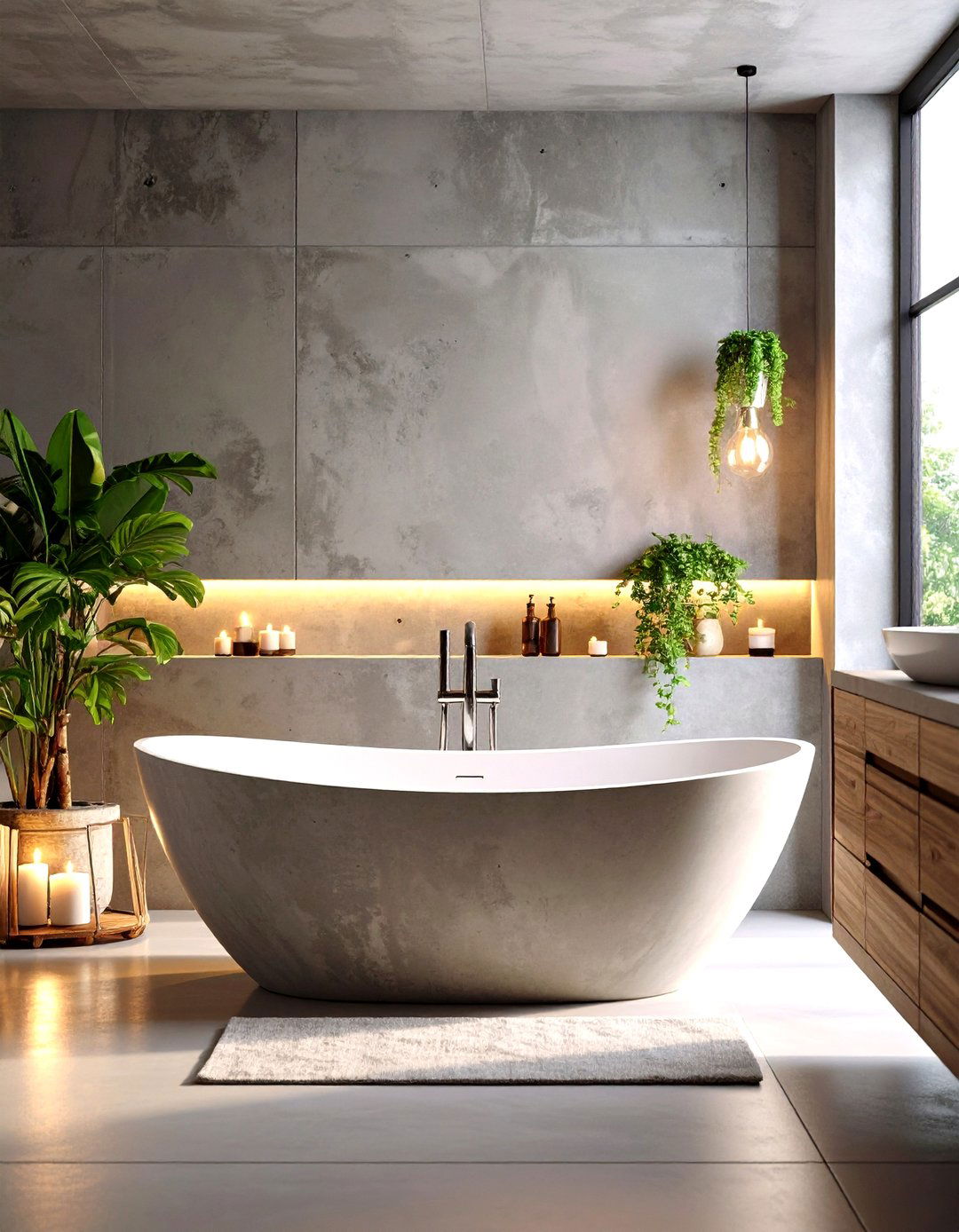 Industrial Concrete Bathtub Surround - 24 Bathtub Surround Ideas