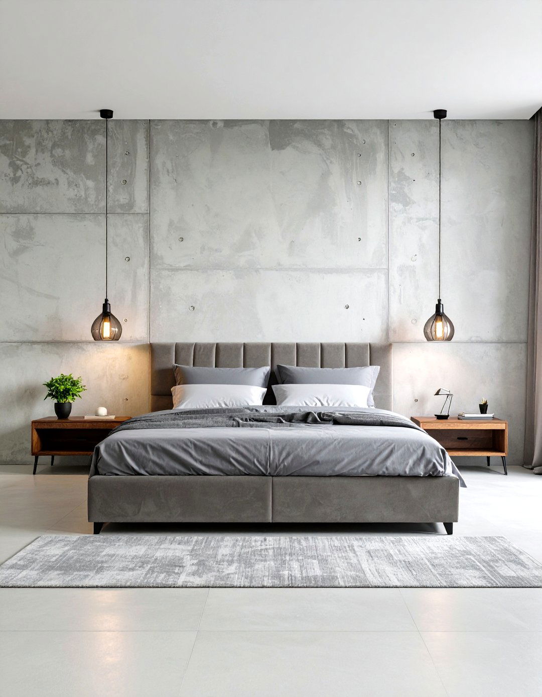 Industrial Concrete Effect Bedroom Wall Painting - 24 Bedroom Wall Painting Ideas
