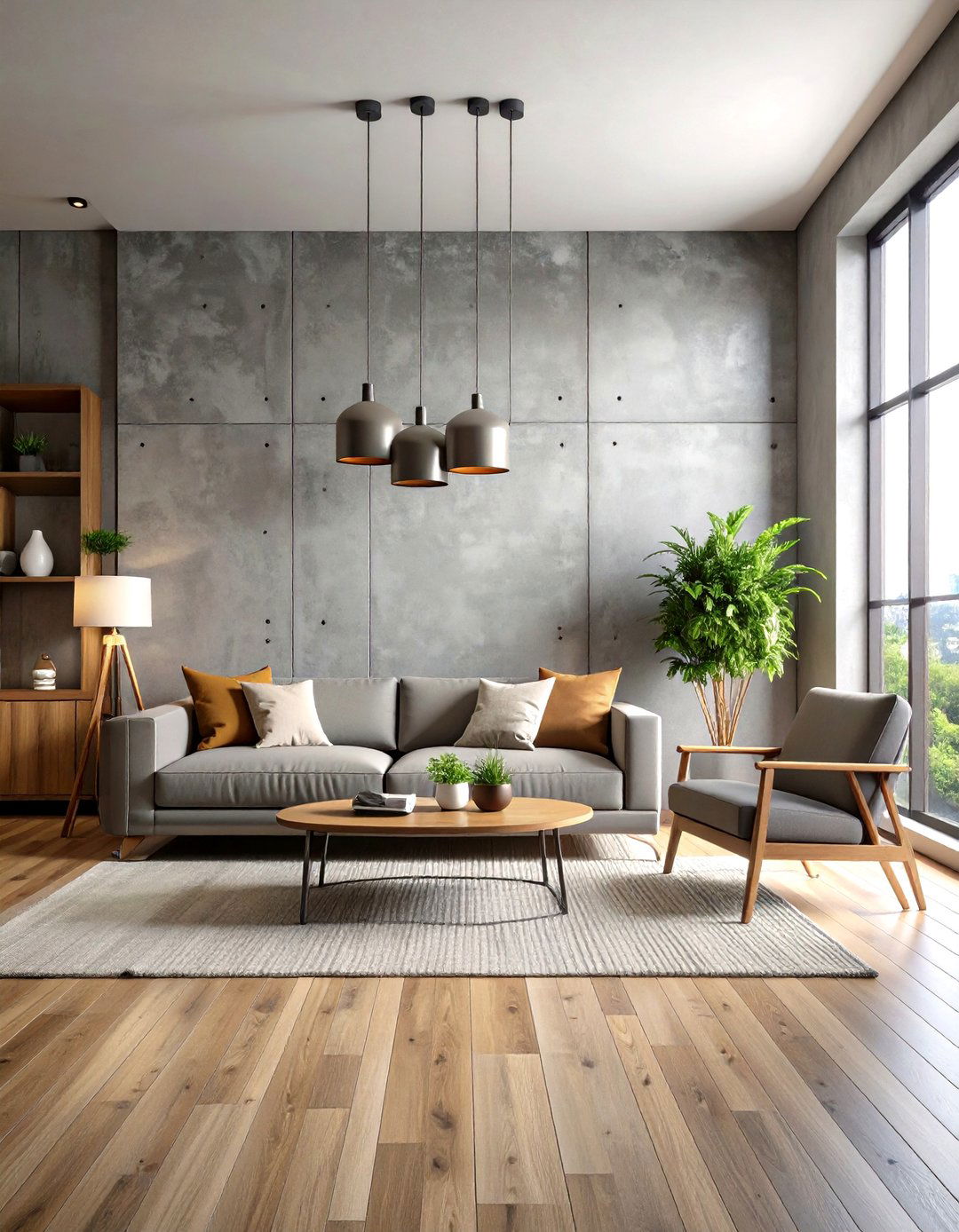Industrial Concrete Finish Applications - 24 Living Room Accent Wall Ideas