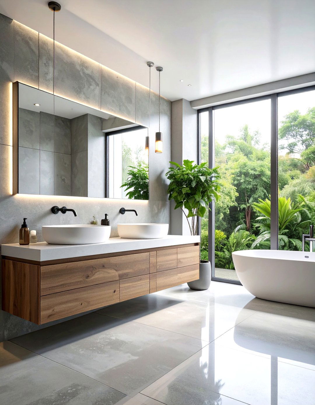 Industrial Concrete Look Backsplash - 24 Bathroom Backsplash Ideas