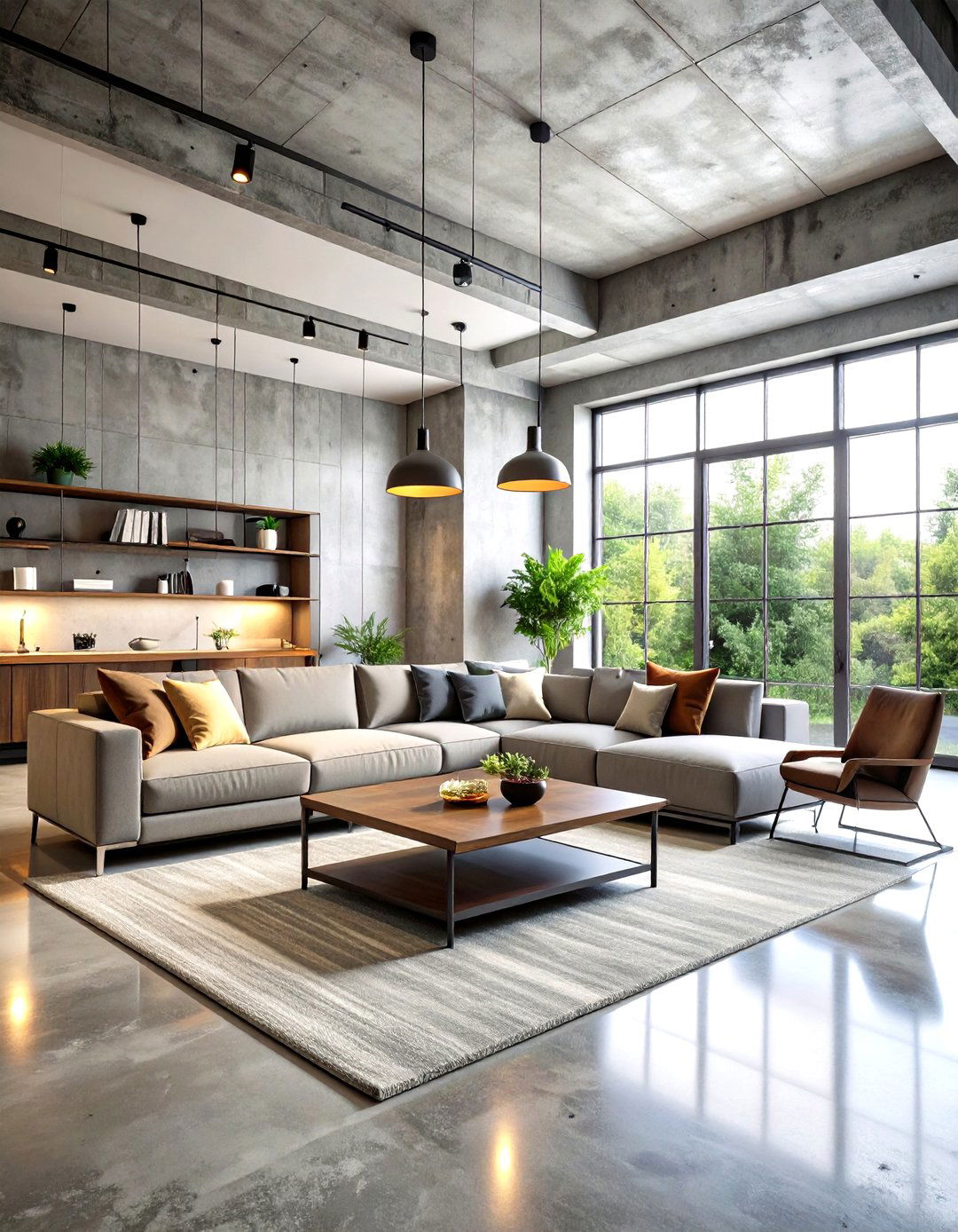 Industrial Concrete Minimalist Loft - 24 Minimalist Living Room Ideas