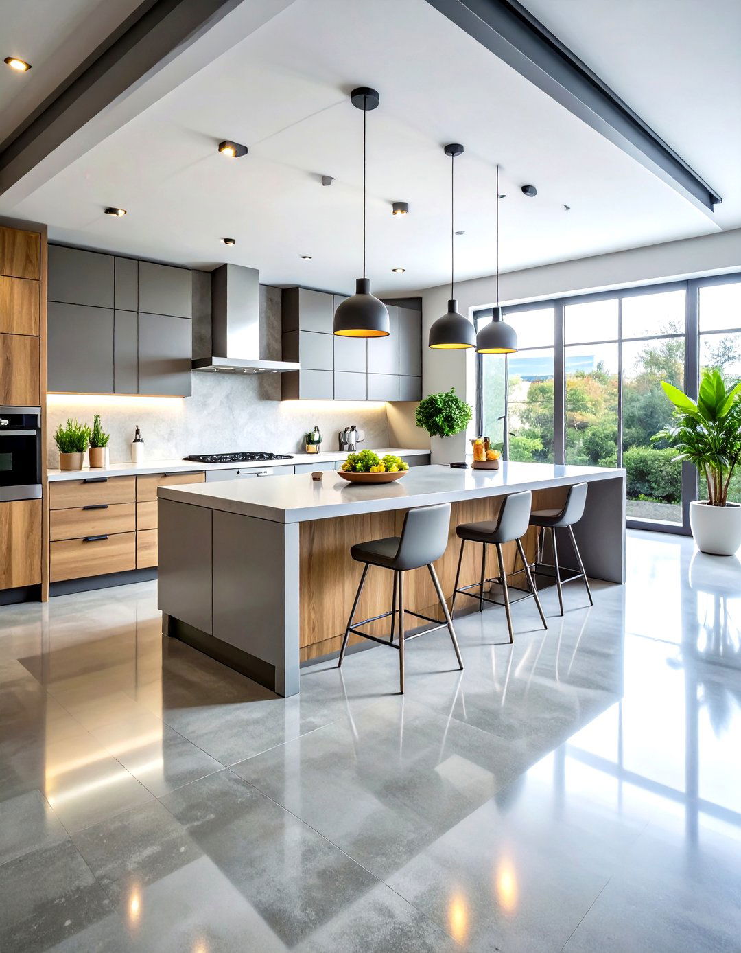 Industrial Concrete Polished Kitchen Flooring - 24 Kitchen Floor Ideas