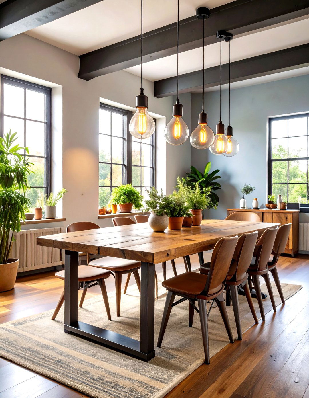 Industrial Craftsman Dining Room with Metal Accents - 24 Craftsman Dining Room Ideas