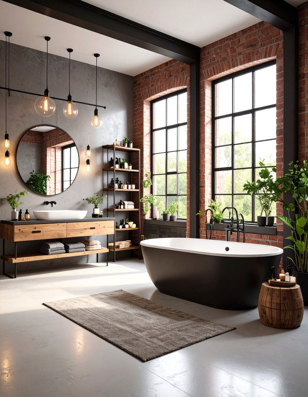 Industrial Eggplant Loft - 24 Purple Bathroom Ideas
