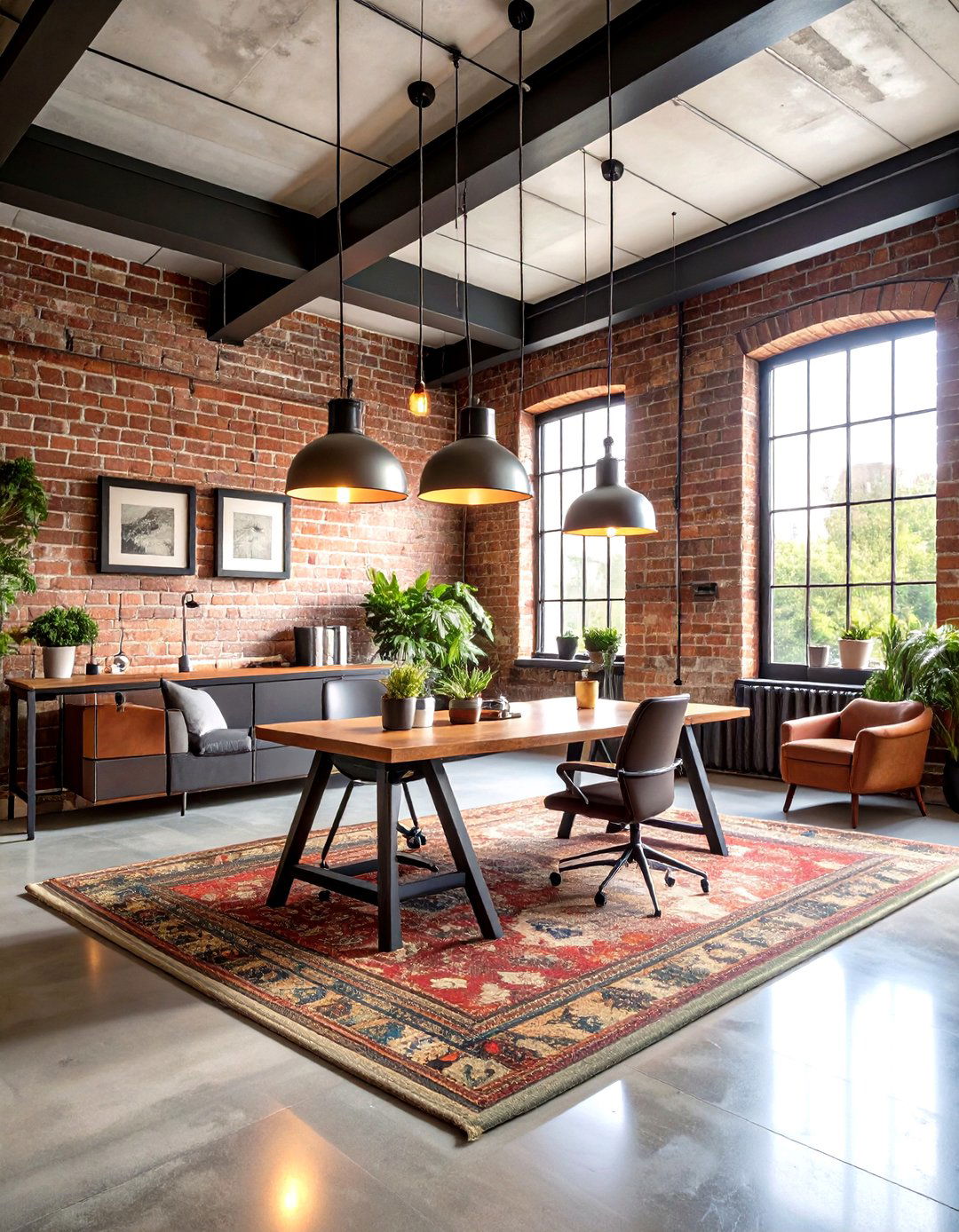 Industrial Exposed Brick Loft Office - 24 Loft Office Ideas