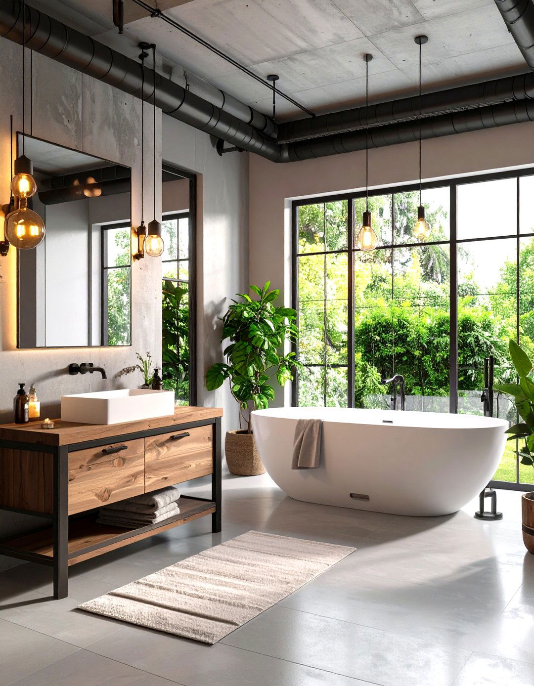 Industrial Exposed Pipe Design - 24 Half Bathroom Ideas