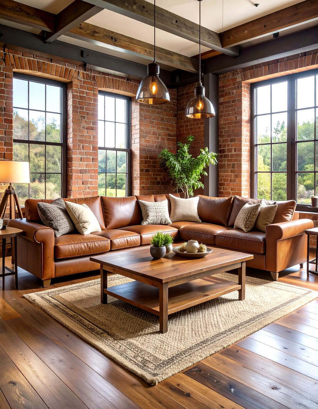 Industrial Farmhouse Brown Couch Design - 24 Dark Brown Couch Living Room Ideas