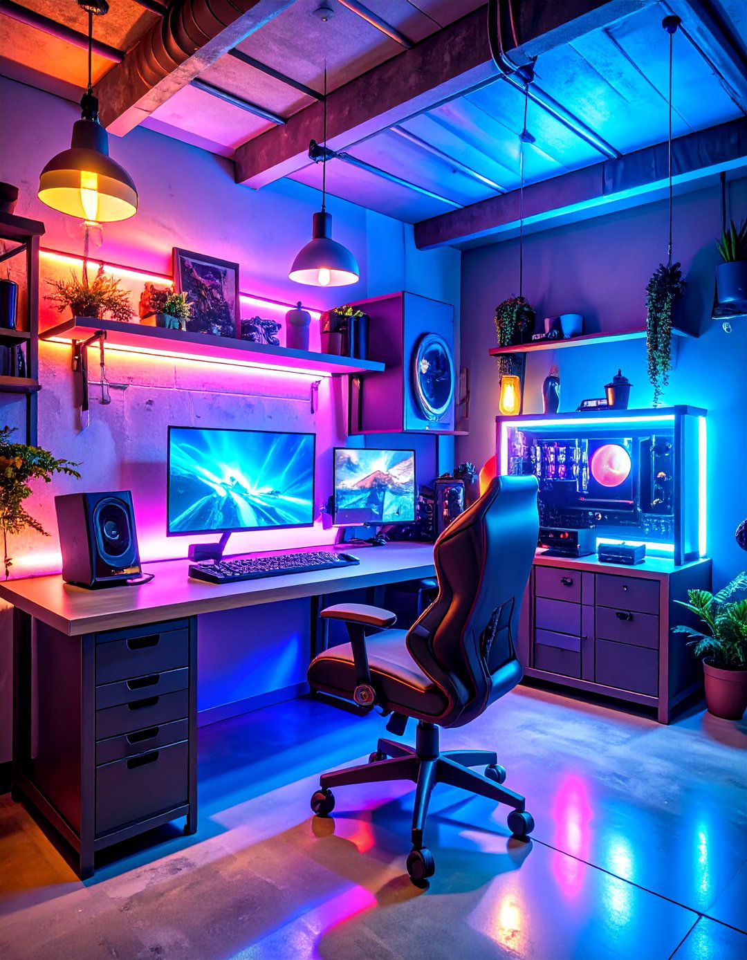 Industrial Gaming Workshop Theme - 24 Small Game Room Ideas