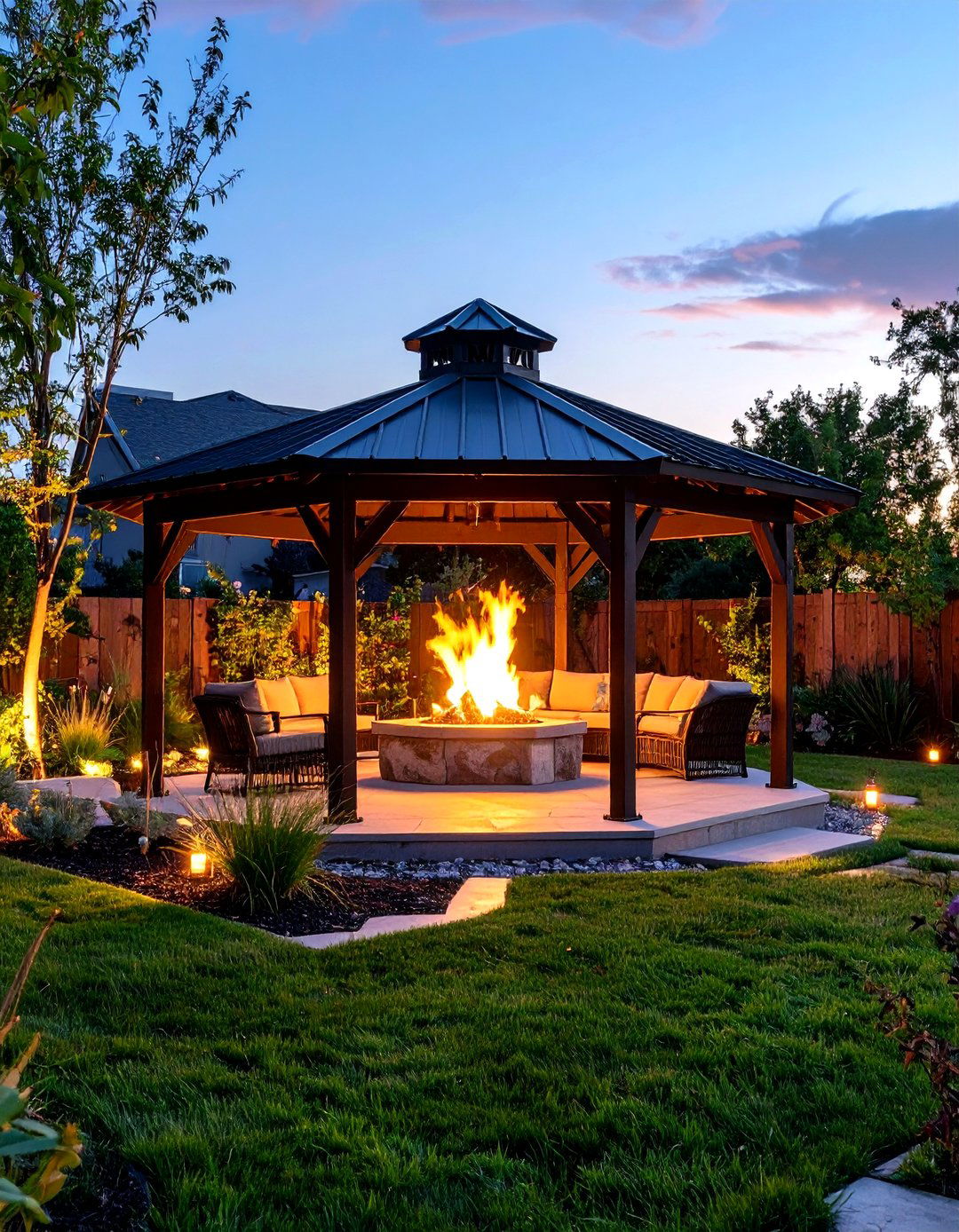 Industrial Gazebo With Steel Fire Column - 24 Gazebo With Fireplace