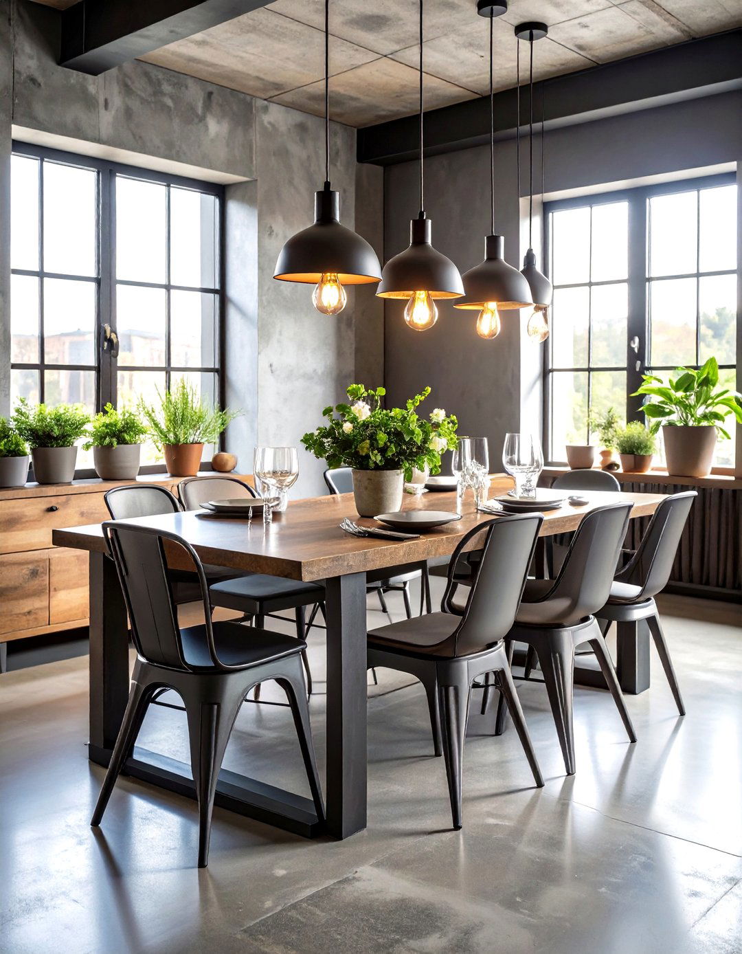 Industrial Gray Concrete Design - 24 Gray Dining Room Ideas