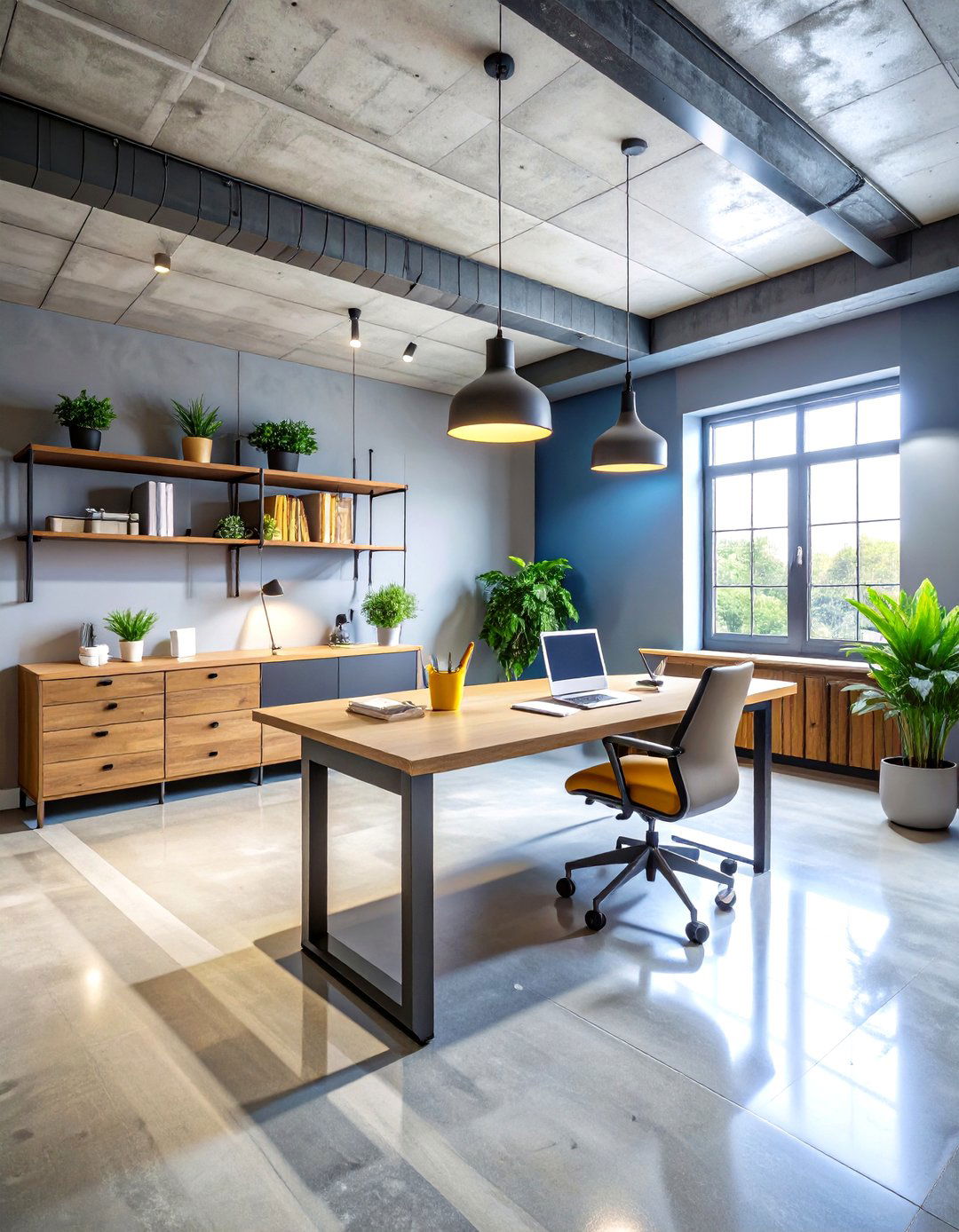 Industrial Gray Concrete with Clear Protective Seal - 24 Indoor Concrete Floor Paint Ideas