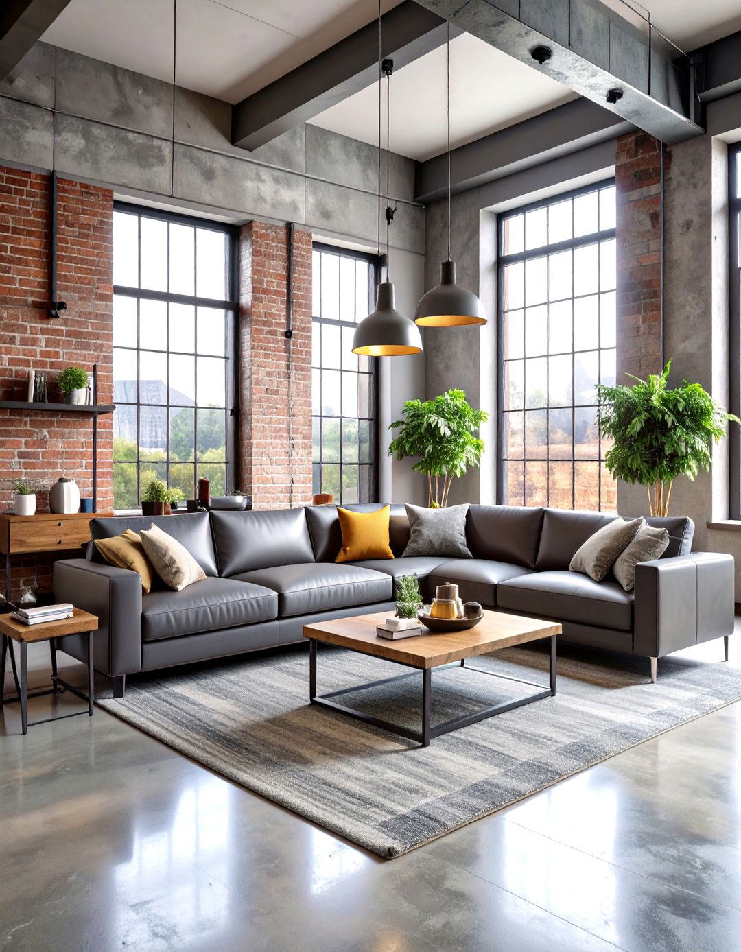 Industrial Gray Loft Living Room - 24 Gray Living Room Ideas