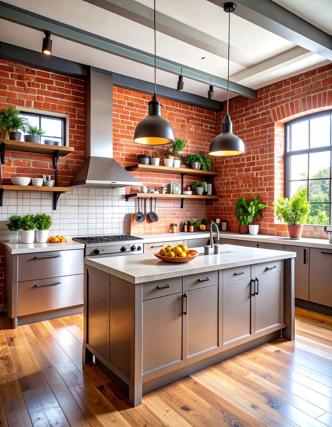 Industrial Kitchen Design - 24 Brick Wallpaper Ideas