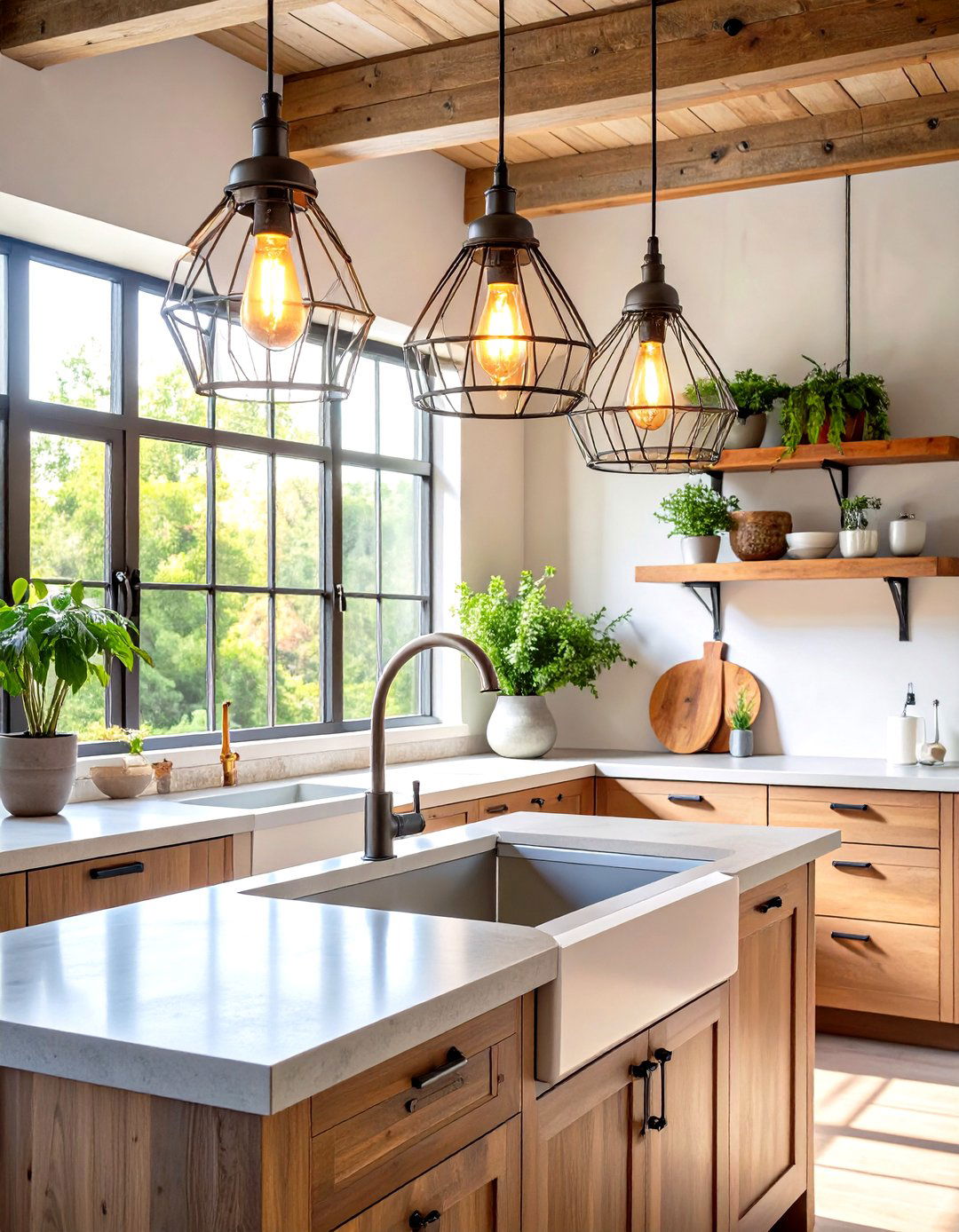 Industrial Kitchen Sink Cage Pendant Lights - 24 Kitchen Sink Lighting Ideas