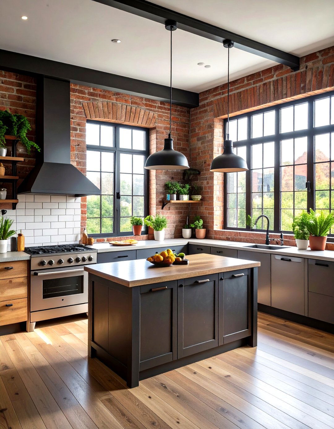 Industrial Kitchen Window with Steel Frames - 24 Kitchen Window Ideas