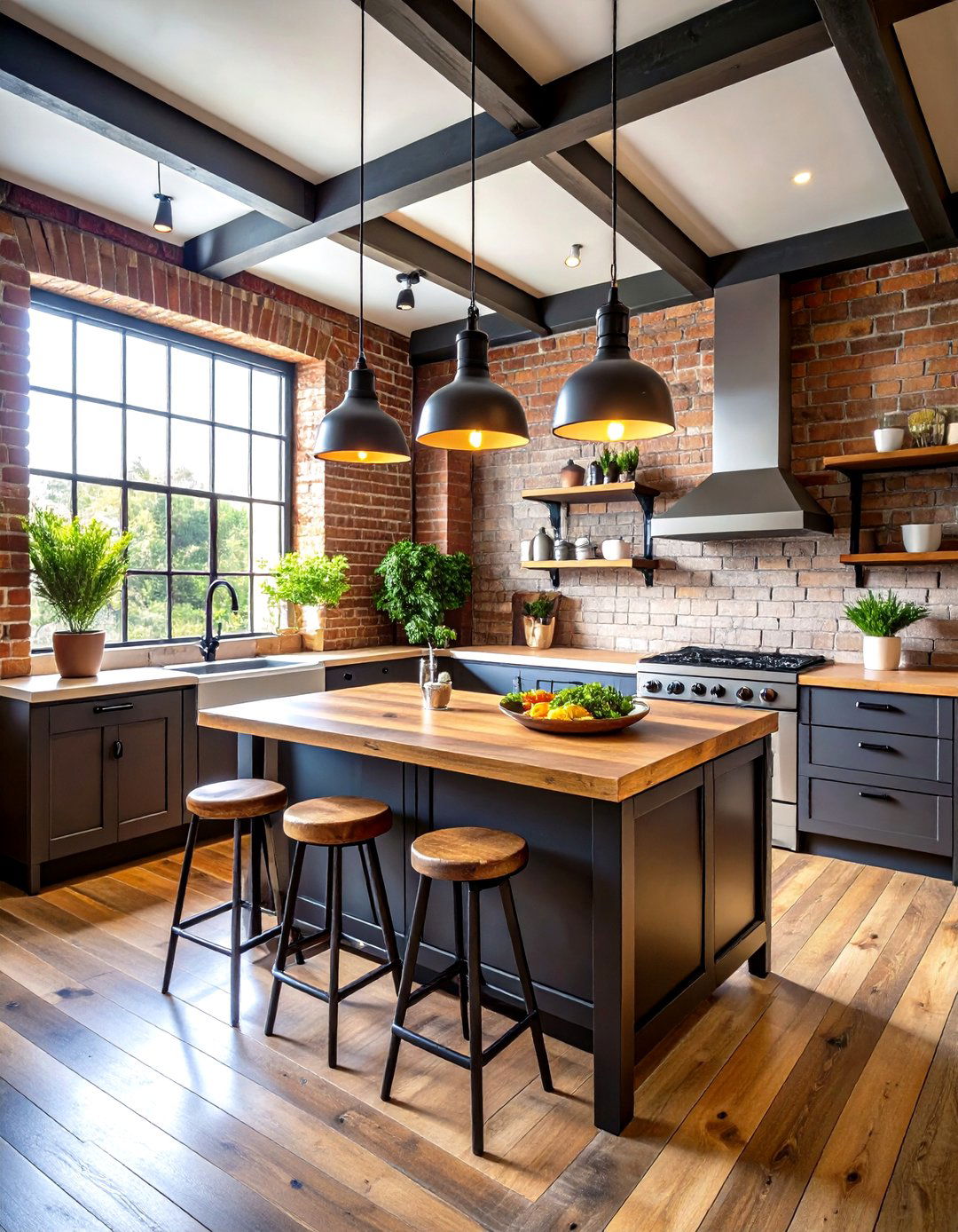 Industrial Kitchen with Reclaimed Wood Butcher Block - 24 Kitchens With Butcher Block Countertops