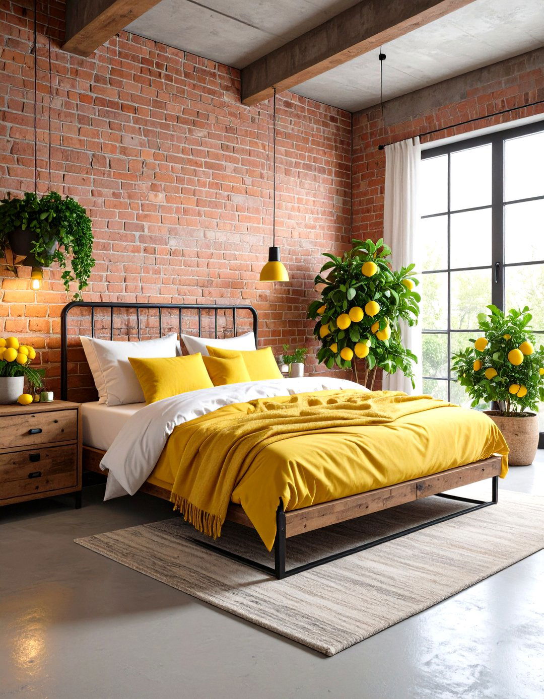 Industrial Lemon Loft Design - 24 Lemon Bedroom Ideas