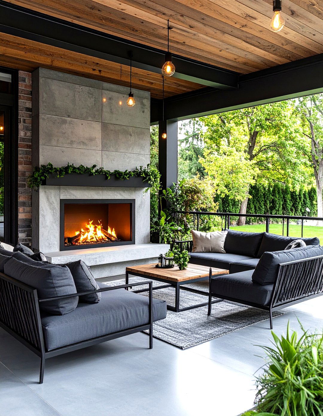 Industrial Loft Fireplace Design - 24 Screened-in Porch With Fireplace Ideas