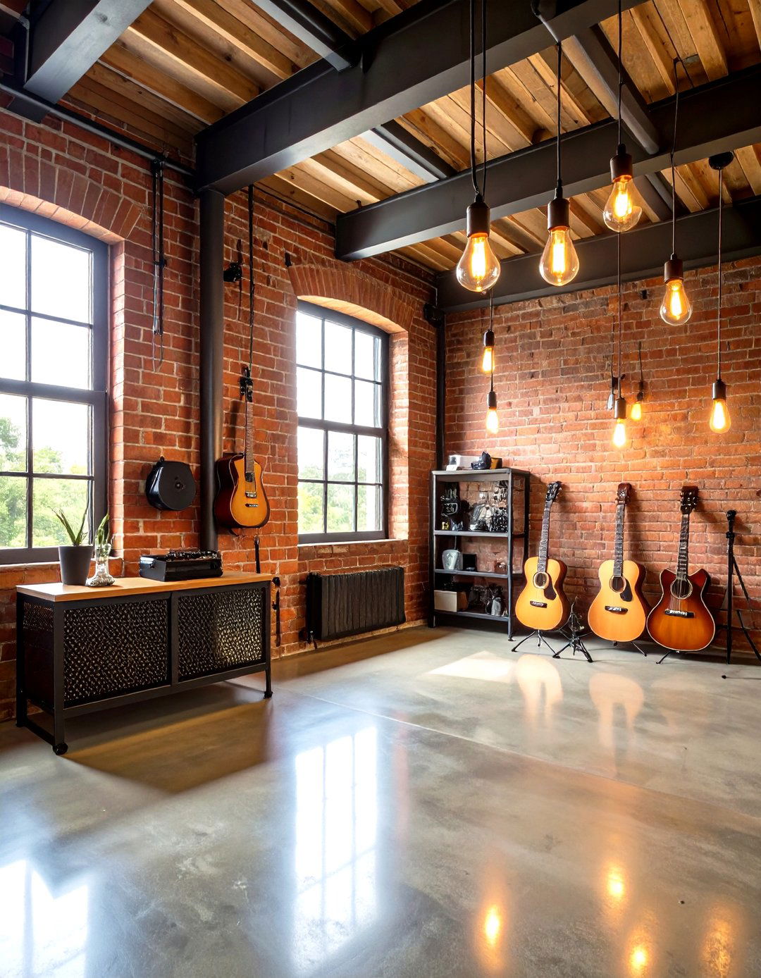 Industrial Loft Guitar Studio - 24 Guitar Room Ideas