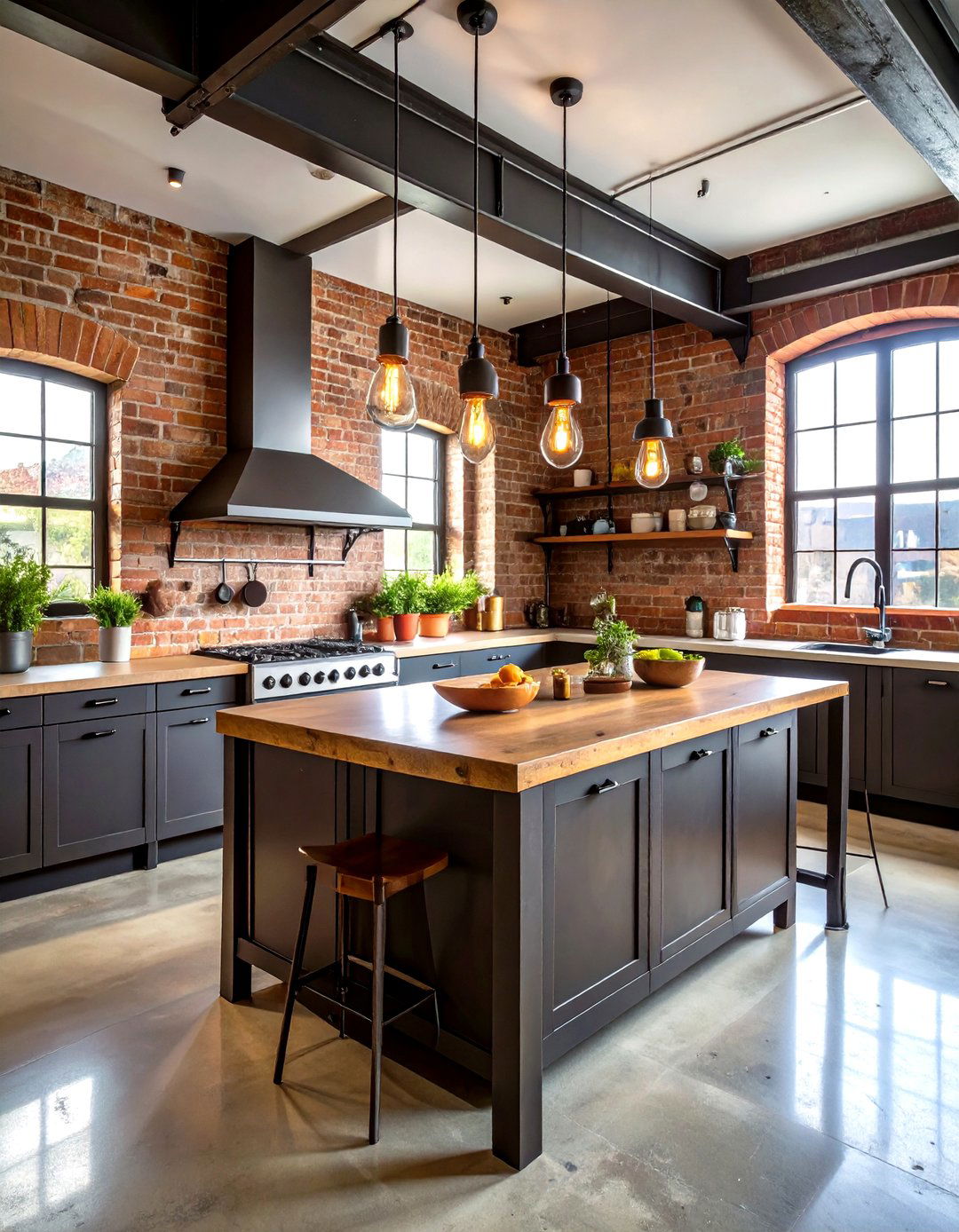 Industrial Loft Kitchen with Exposed Elements - 24 Modern Kitchen Ideas