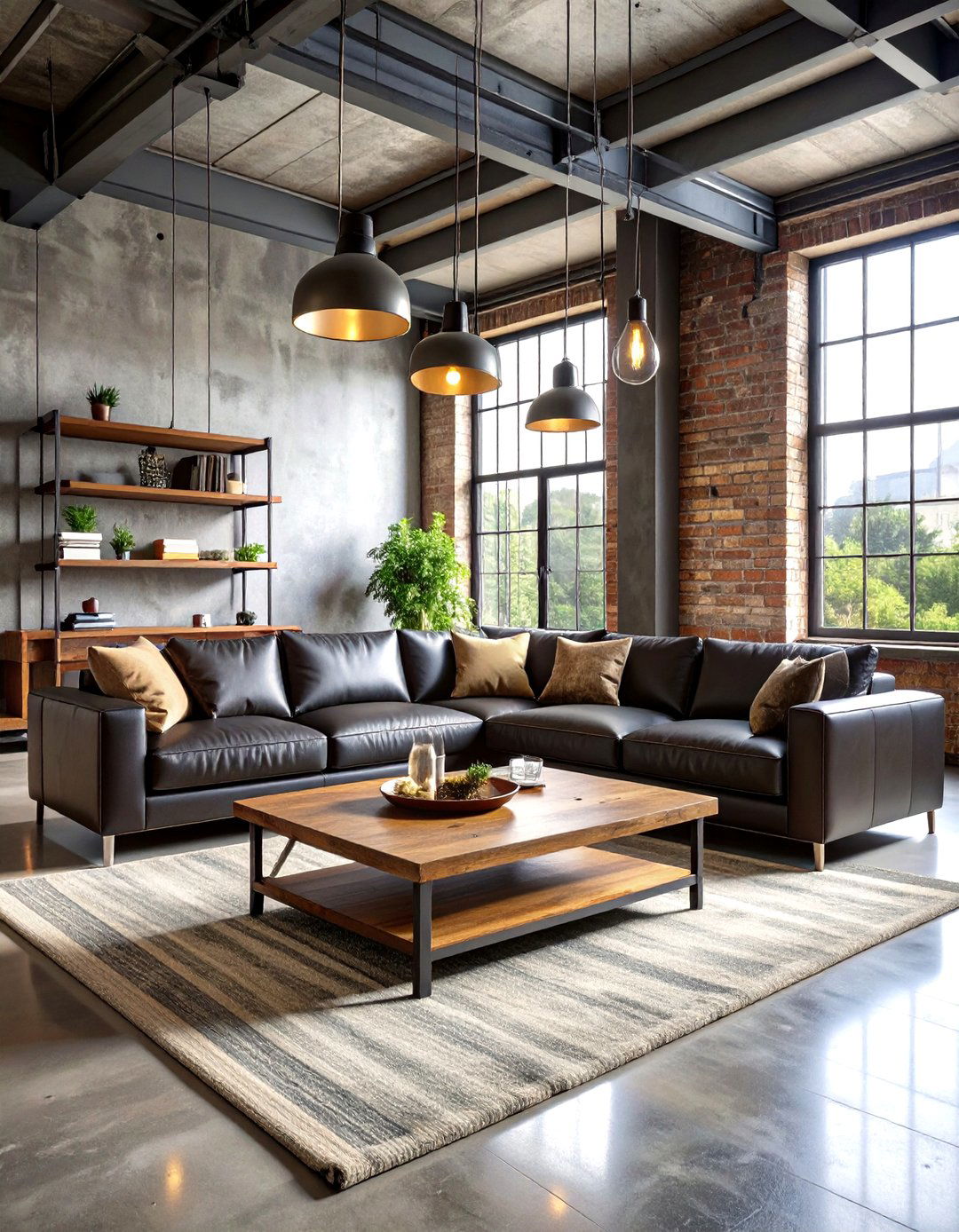 Industrial Loft Living Room with Exposed Elements - 24 Modern Living Room Ideas