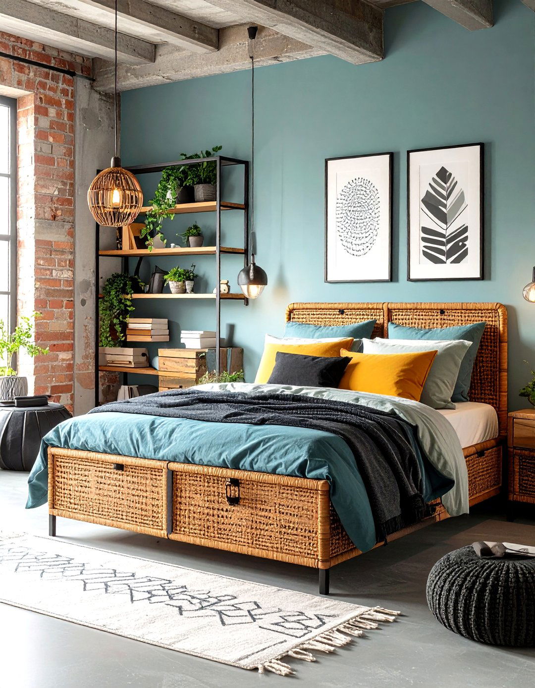 Industrial Loft Rattan Storage System - 24 rattan bedroom furniture ideas