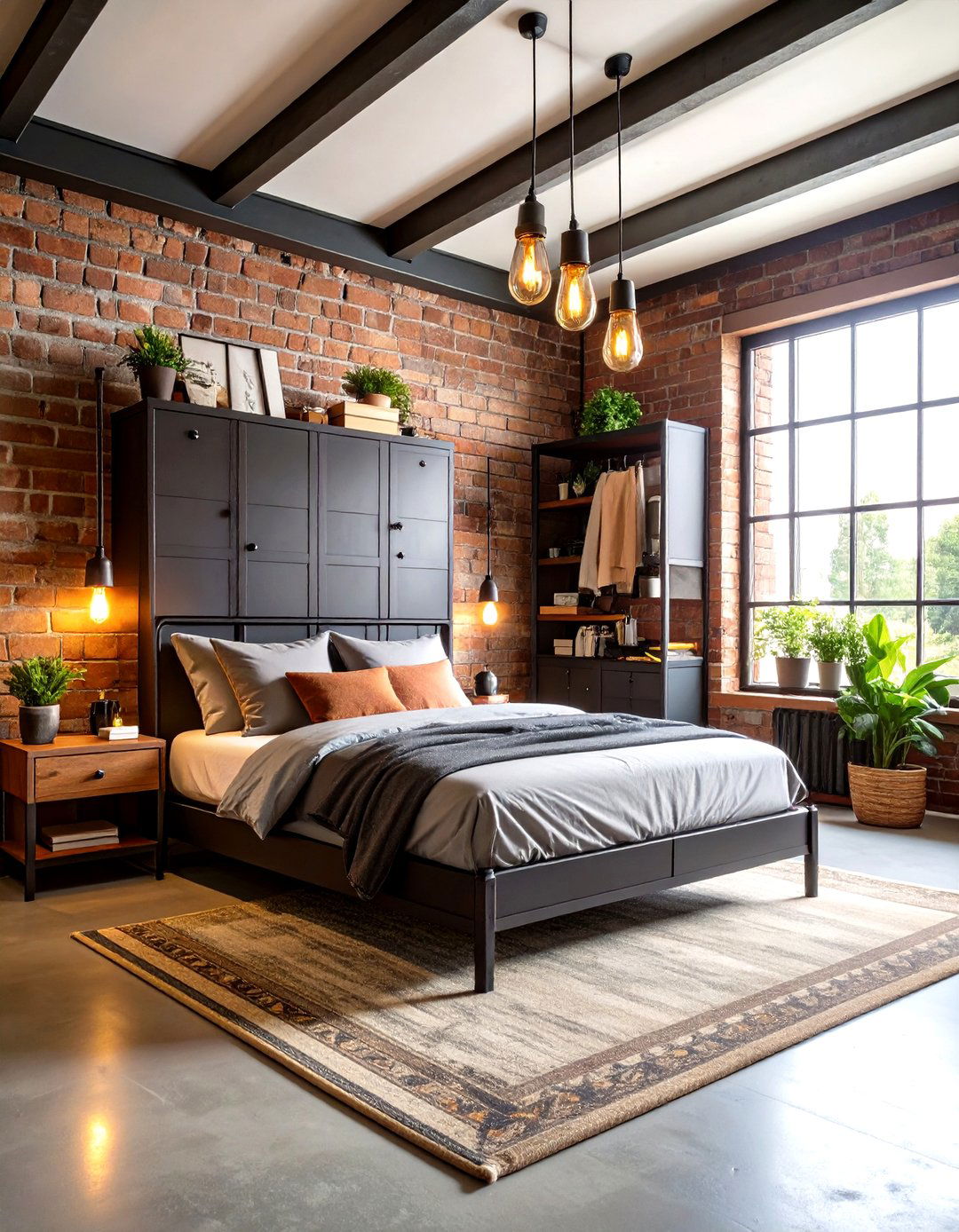 Industrial Loft Small Bedroom with Exposed Elements - 24 Small Bedroom Ideas