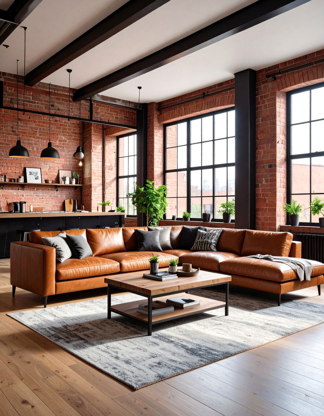 Industrial Loft Style Living Room - 24 Townhouse Interior Design Ideas