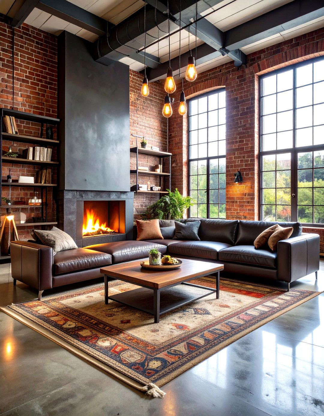 Industrial Loft Style - 24 Living Room Ideas With Sectionals and Fireplace