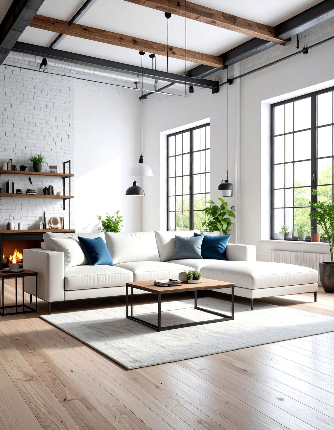 Industrial Loft White Living Room - 24 White Living Room Ideas