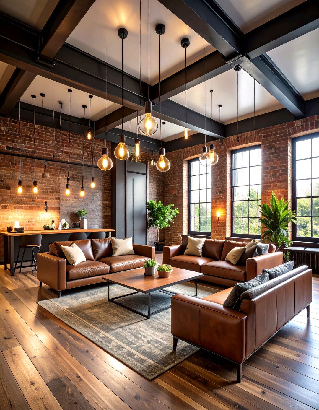 Industrial Loft with Dark Stained Shiplap Feature Wall - 24 shiplap accent wall ideas