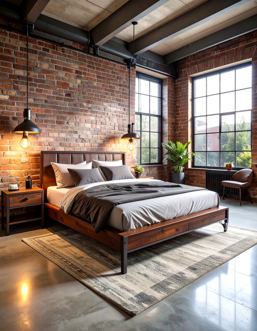 Industrial Mahogany Loft Bedroom - 24 Dark Wood Bedroom Ideas
