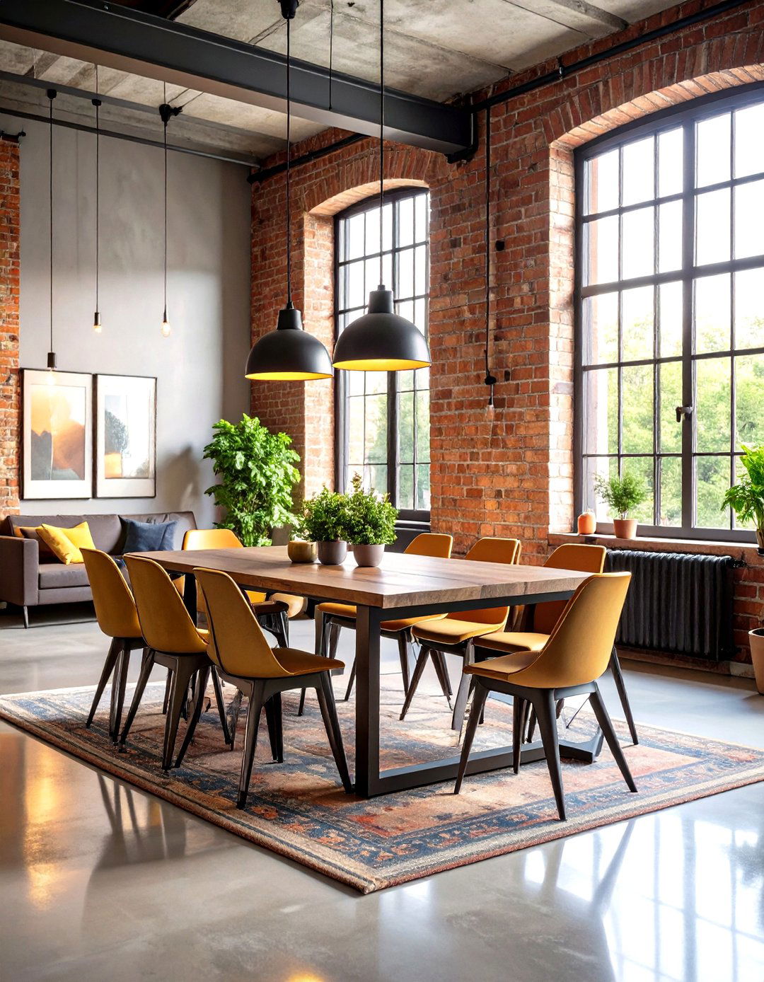 Industrial Masculine Dining Room with Concrete Floors - 24 masculine dining room ideas