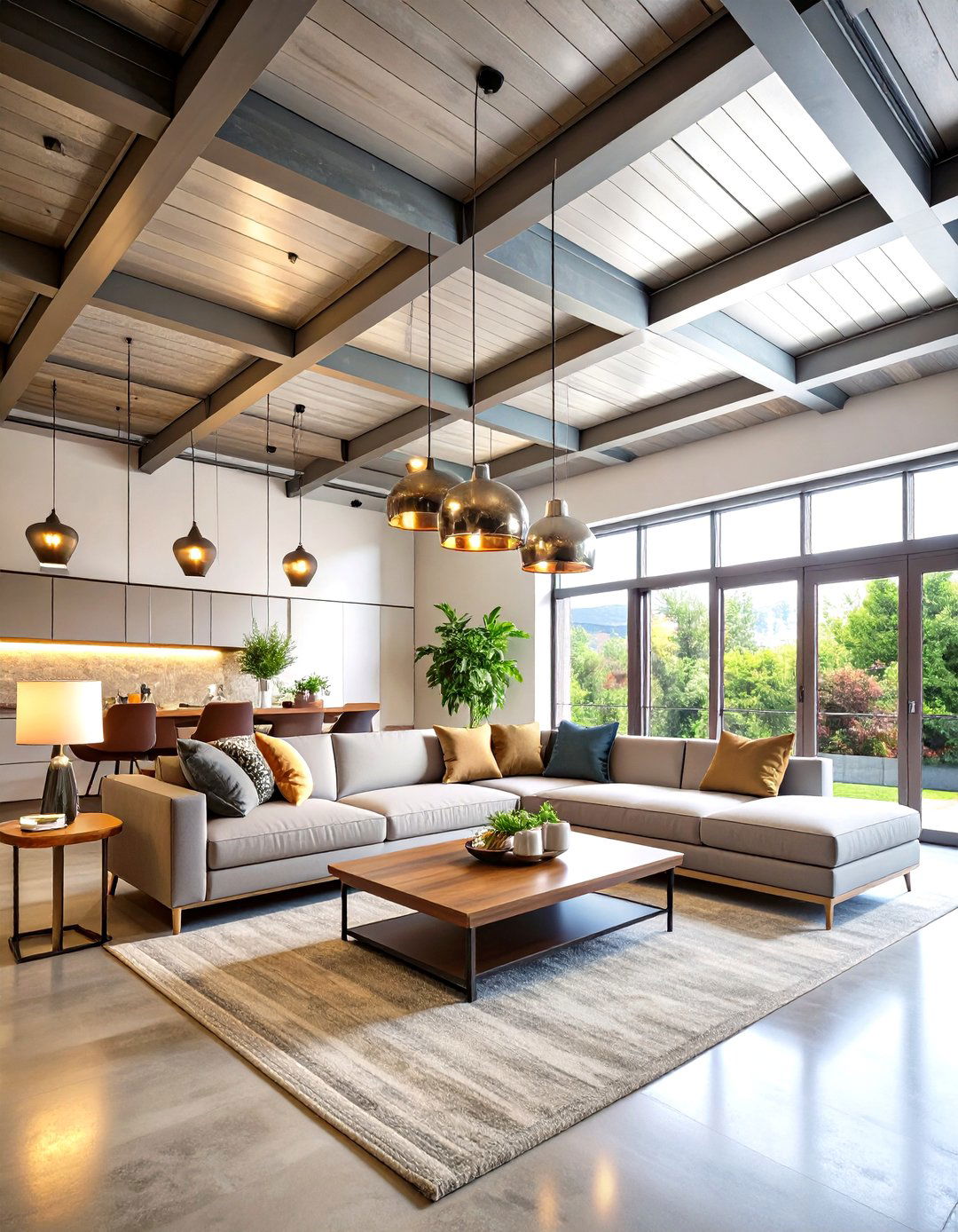 Industrial Metal Accent Design - 24 Living Room False Ceiling Design Ideas