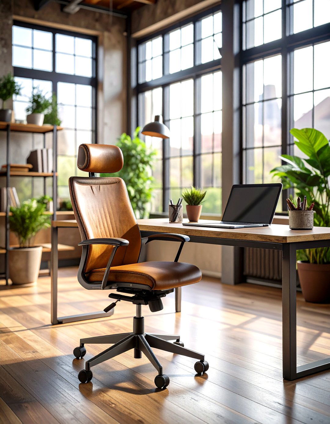 Industrial Metal Chair Seating - 24 Rustic Home Office Ideas