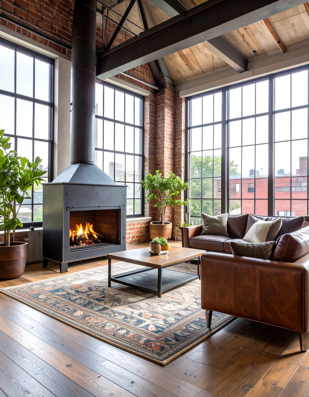 Industrial Metal Corner Fireplace - 24 Corner Fireplace Ideas