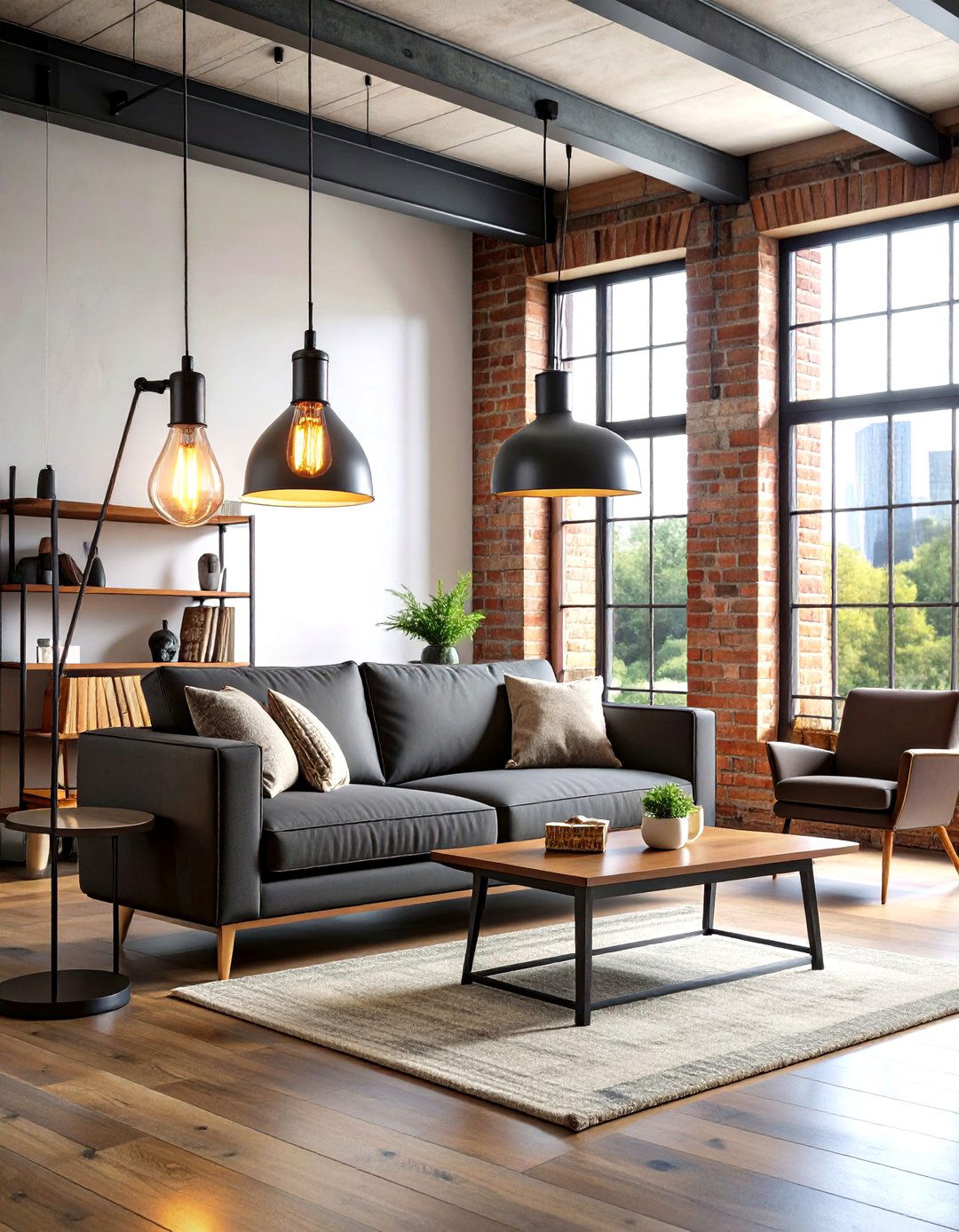 Industrial Metal Exposed Bulb Designs - 24 Living Room Floor Lamp Ideas and Inspiration