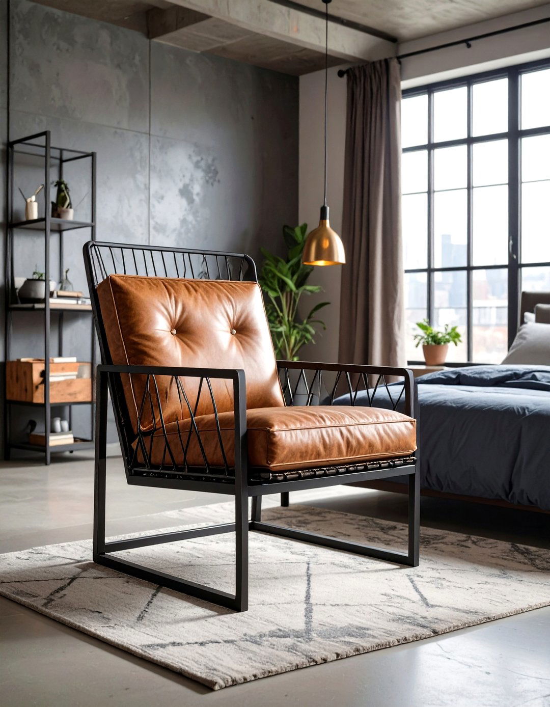 Industrial Metal Frame Accent Chair - 24 Bedroom Chair Ideas