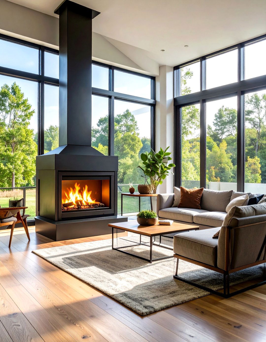 Industrial Metal Frame Fireplace - 24 Small Living Room Fireplace Ideas