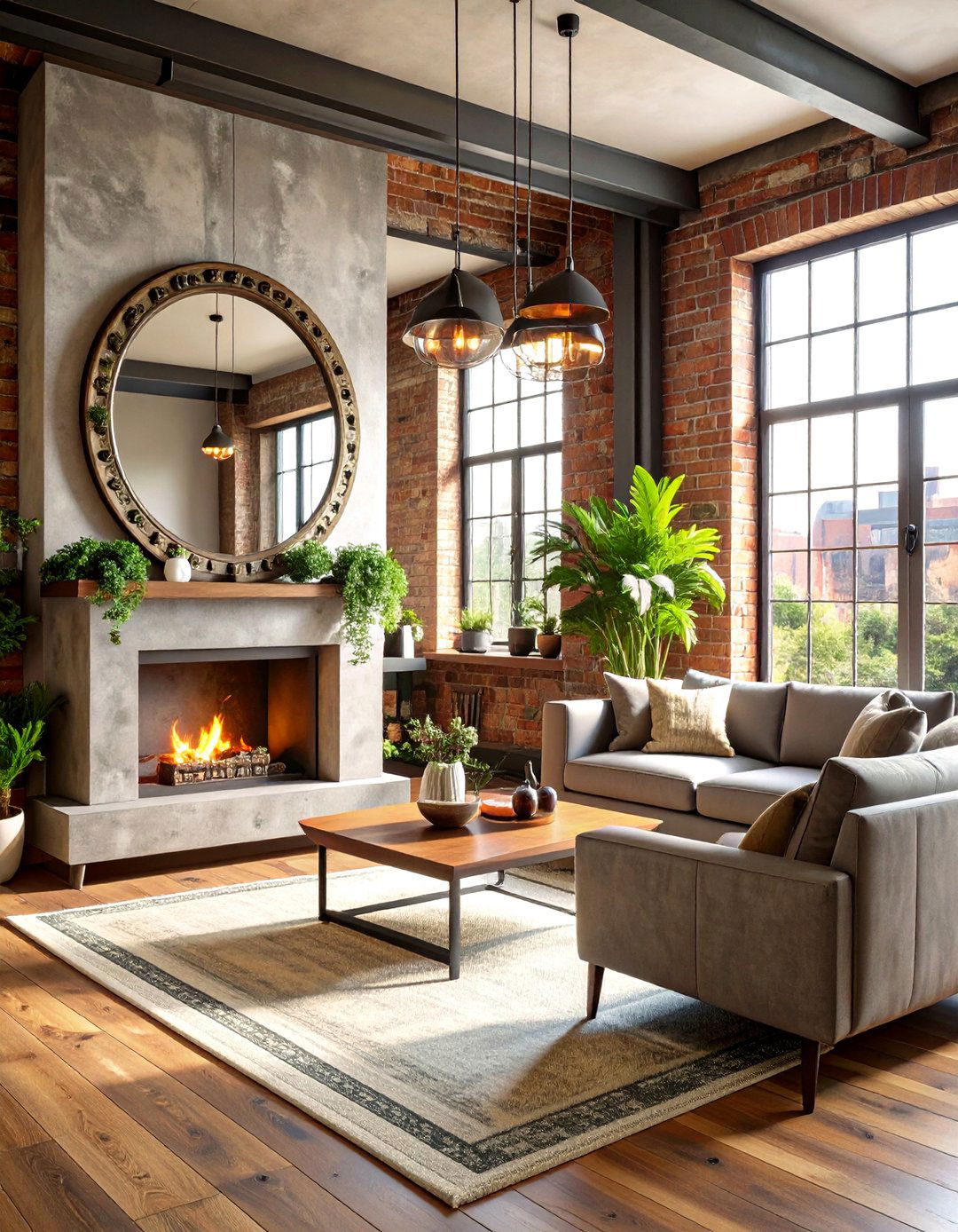 Industrial Metal Frame Mirror - 24 Mirror Over Fireplace Ideas